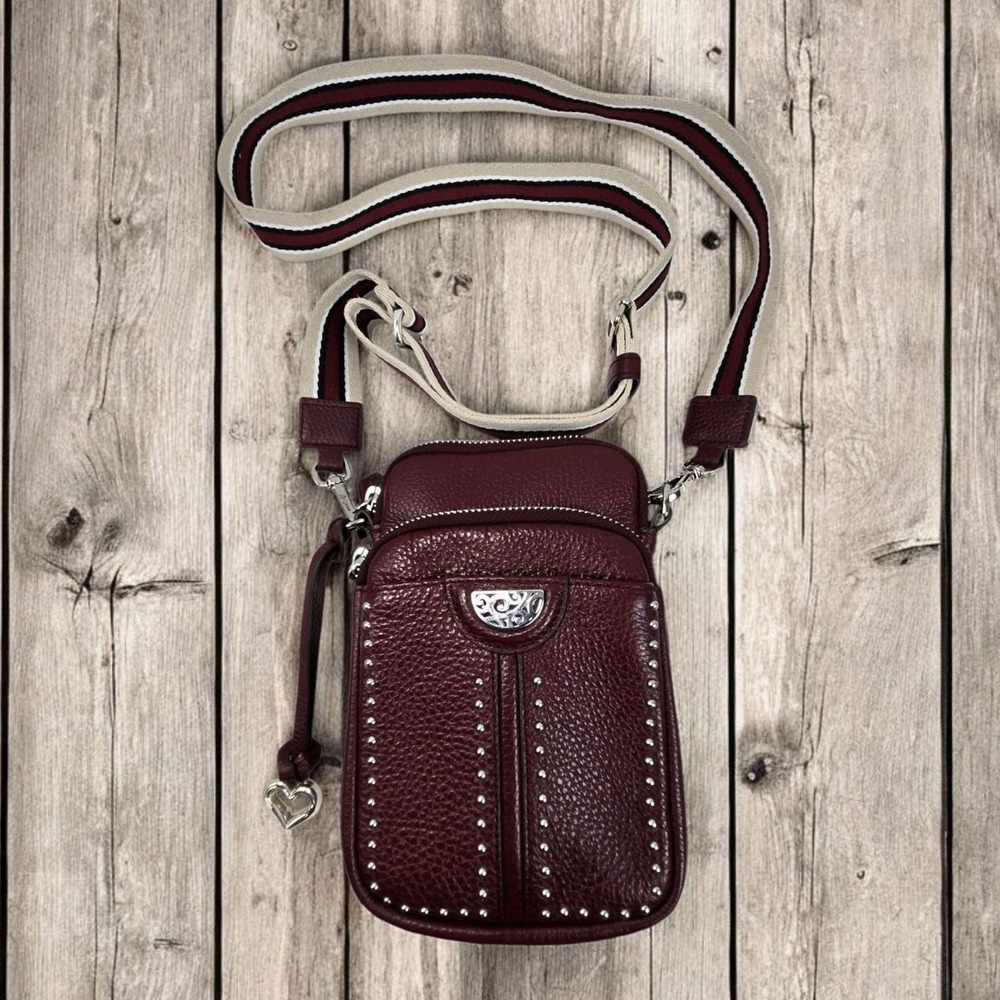 Brighton Zak Mini Utility Crossbody Bag Merlot Burgundy Leather Rare HTF Color